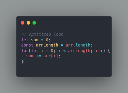 A code showing a way of writing an optimized loop