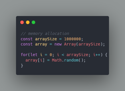 A code that specifies an array size before the array is being filled