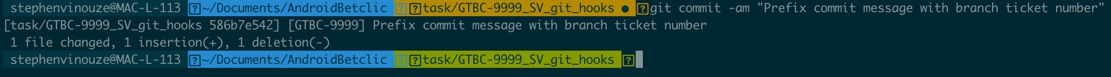 Git commit message was prefixed with [GTBC-9999]