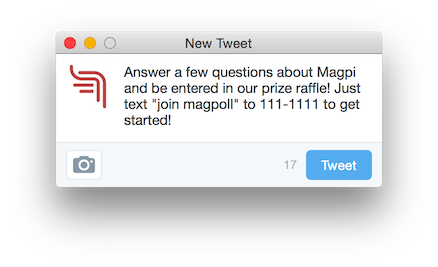 Tweet about a Magpi poll
