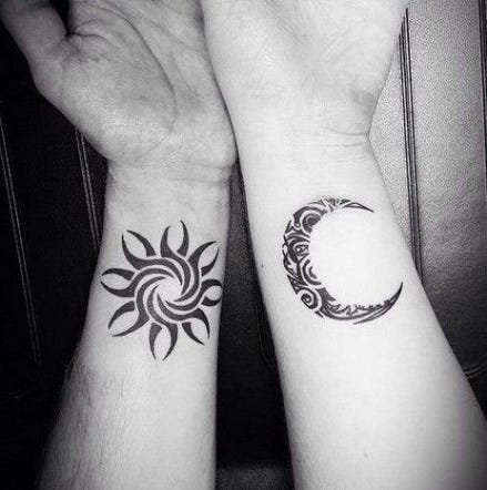 6 Everlasting Couple Tattoos | Wedding photos | Moon ... - moon and sun together tattoobr /
