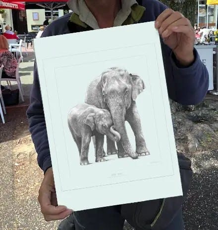 Art for sale on the street. Kevin Hayler presenting his art print