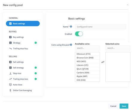 New config pool Basic settings