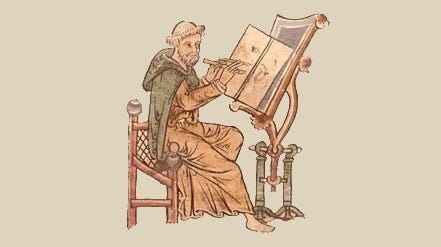 Irish monk producing a manuscript. A rare skill in the fifth century.