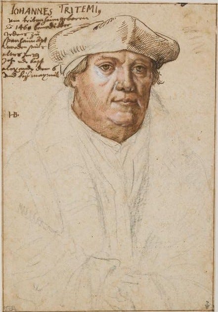 A portrait sketch of Johannes Trithemius by Hans Brosamer.
