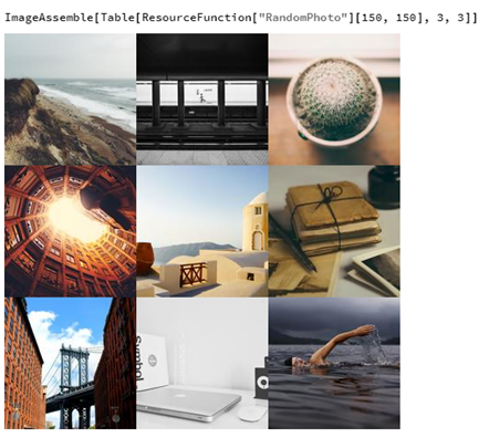Screenshot of several random images displayed in a square, as if a mood board