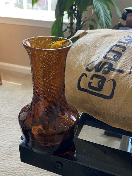 A brown vase.