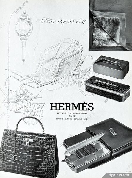 Hermes ad for Kelly bag with sketches