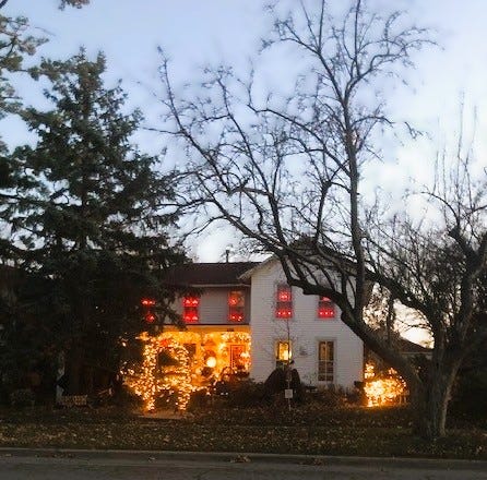 Old Victorian house with Christmas lights