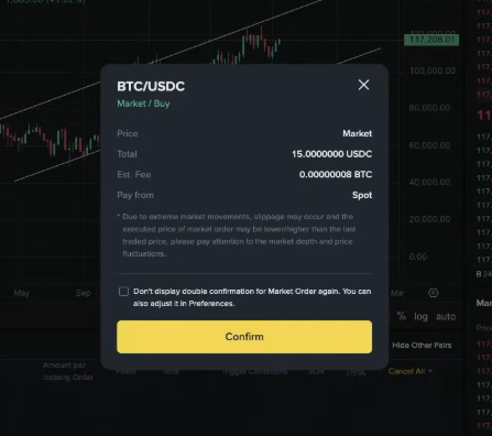 Spot Market Trading Confirmation Message