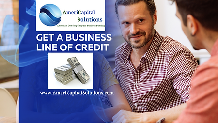 Picture of a Business Owner who is happy to have been approved for a line of credit. Stack of Cash and Americapital Solutions Logo is Visible.