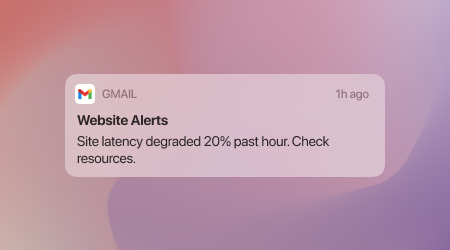 Screenshot of an alerts notification sent to Gmail