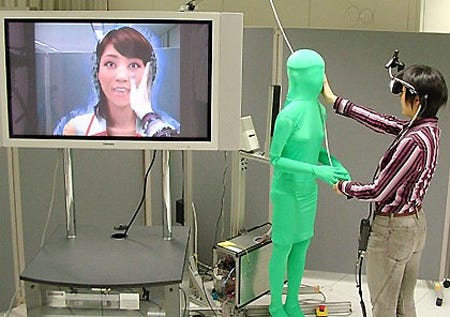 Touchable, virtual patient grounded in the real environment.