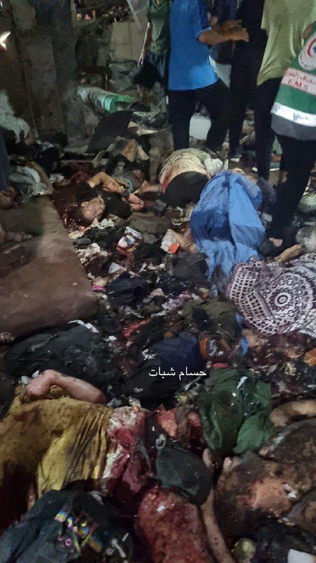 Massacre in Gaza after an Israeli airstrike struck a school, where innocent people were praying.