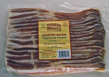 Hickory Smoked BAcon, Broadbent Original BAcon