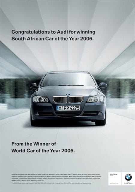 BMW Ad mocking Audi — Brand rivalry and marketing competition