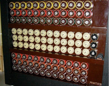 Bombe, a general purpose computer made by Alan Turing to crack the german Enigma Code during World War II