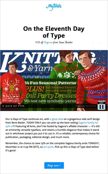 MyFonts newsletter