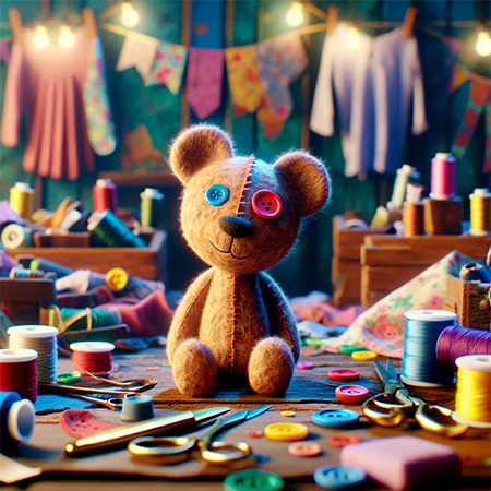 A handmade teddy bear