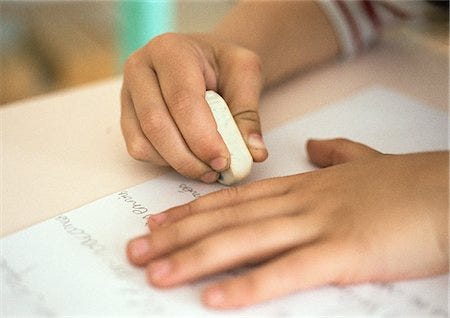 Person using eraser