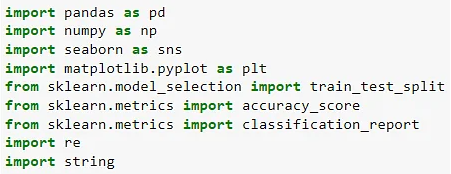 A snippet shows importing of libraries in python.