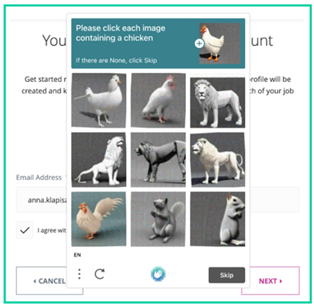 Image depicts an example of a CAPTCHA form.