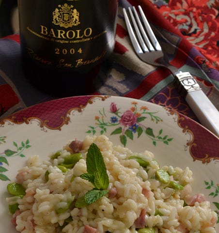 Risotto with broad beans and pancetta