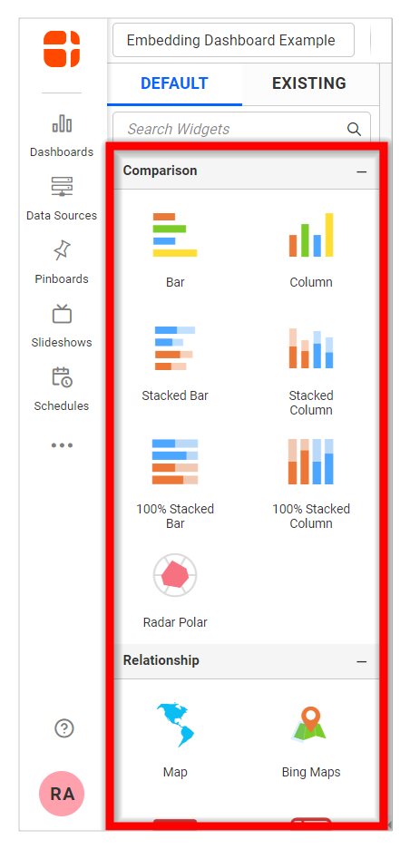 Bold BI’s widget list view