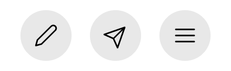 Three icons from the “Feather” set: “edit-2”, “send”, and “menu”