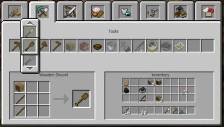 A screenshot from the crafting UI in Minecraft: 360 Edition showing a list of recipes