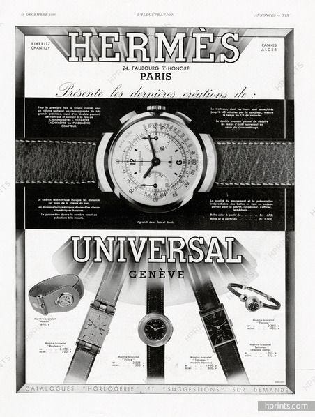 Hermes watch ad from Universal Geneve