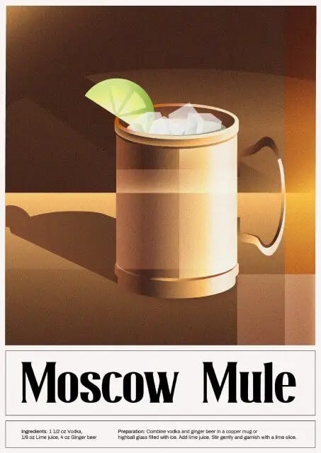 Moscow Mule — Art Deco inspired Cocktail recipe poster by