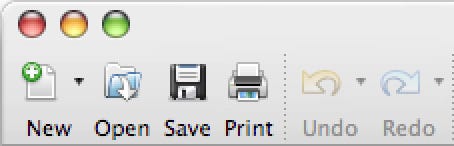 Reprodução de um painel genérico de software contendo ícones e labels. O ícone de "SAVE" ainda é um disquete.