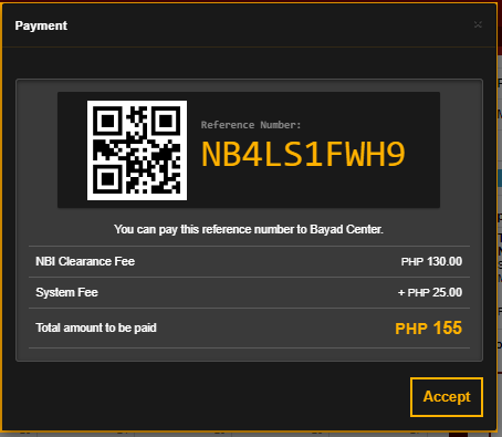 nbi clearance fee-reference number
