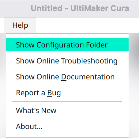 Ultimaker Cura Show Configuration Folder