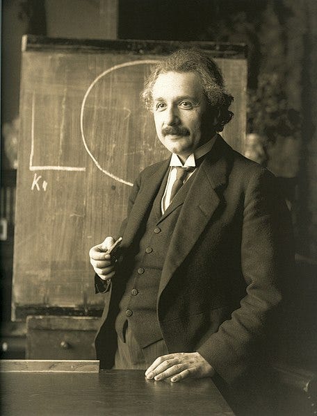 Albert Einstein at a lecture in Vienna in 1921