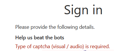 Image of an error screen showing a captcha is required