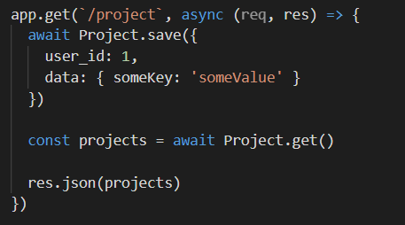 save and fetch projects