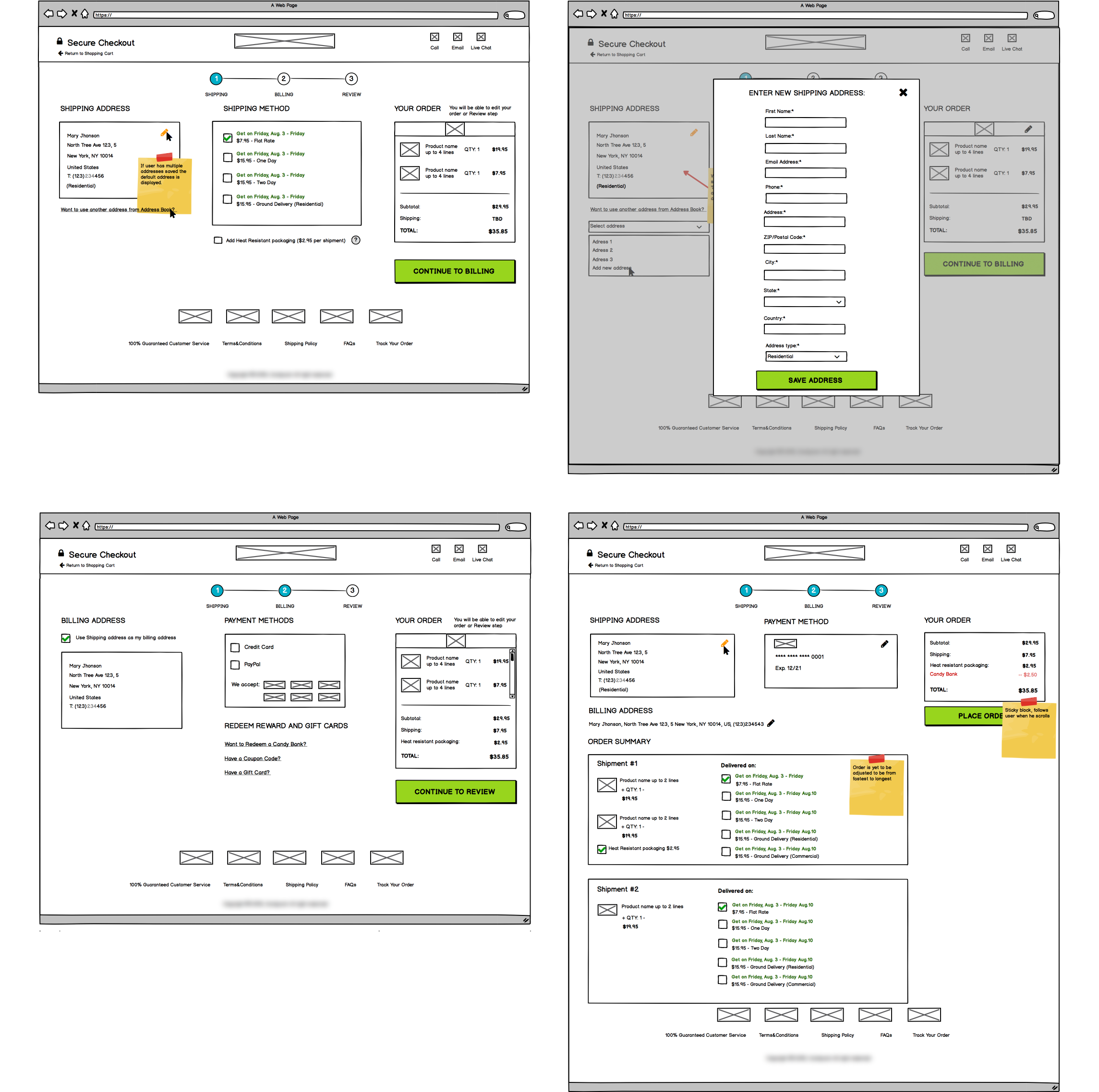 Wireframing the client's checkout page | Checkout Redesign & Optimization Case Study