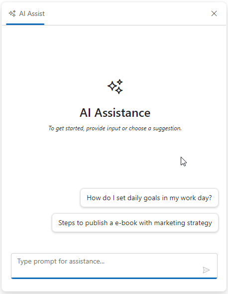 Prompt suggestions in AI AssistView