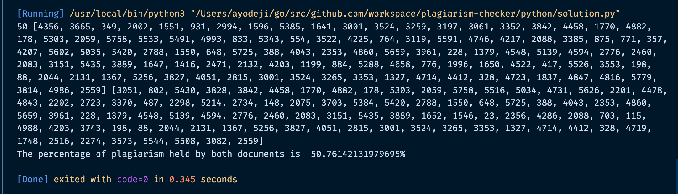 Hash values and percentage calculation