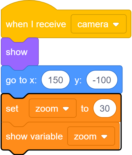 coding blocks that set the variable for zoom