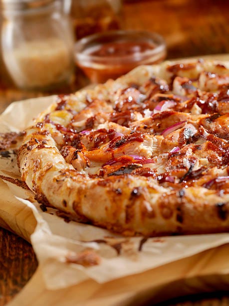 A mouthwatering BBQ Chicken Pizza.