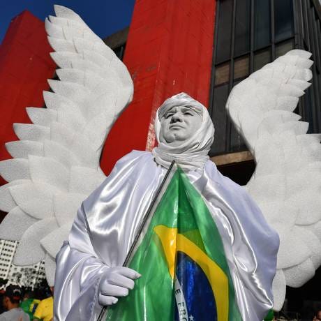 Apoiador de Jair Bolsonaro em protesto a seu favor, no Rio de Janeiro Foto: Nelson Almeida NELSON ALMEIDA / AFP