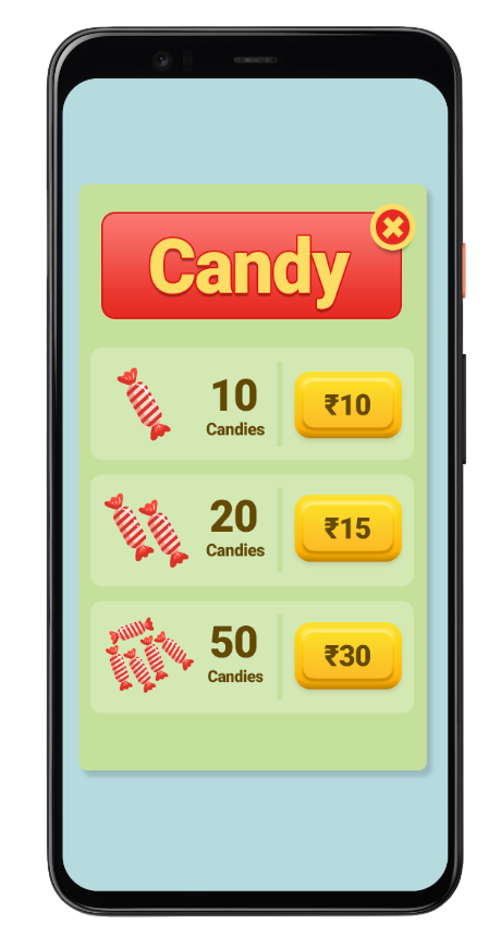Phone screen of a candy game