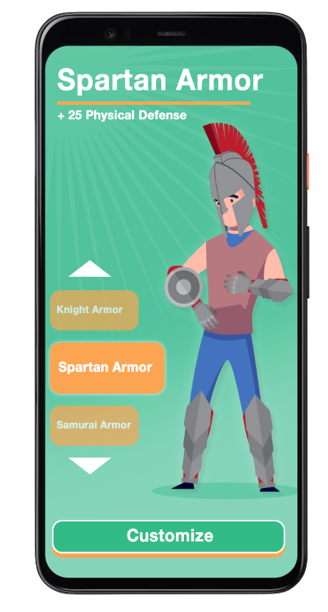 Phone screen of Spartan character customization