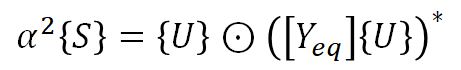 alpha² {S} equals to {U} entrywise dot ([Y_eq] {U})^{conjugate}