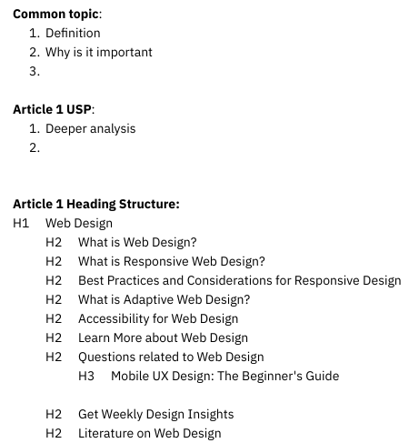 Example Top Pages analysis