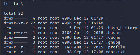 “ls -la \” to enumerate the root directory.