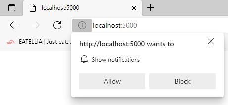 Web Push Notifications permission dialog